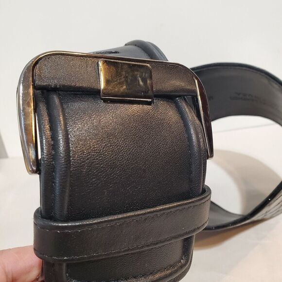 Carlisle Belt Black Embossed 3" Wide Leather Croc Pattern Sz M 34"-36" USA made - Picture 6 of 9